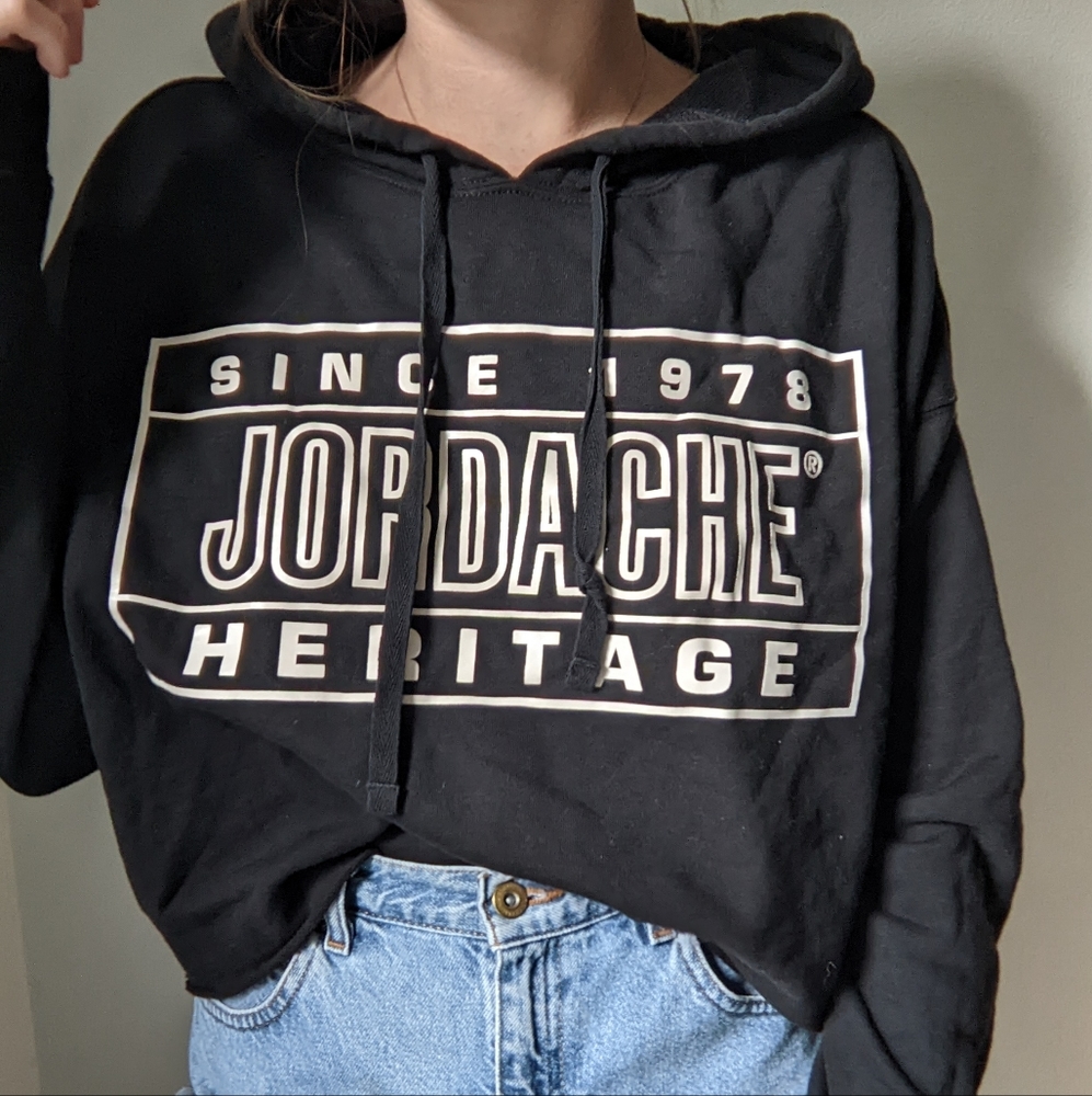 Vintage Rate Large Logo Jordache Graphic Crop Hoodie